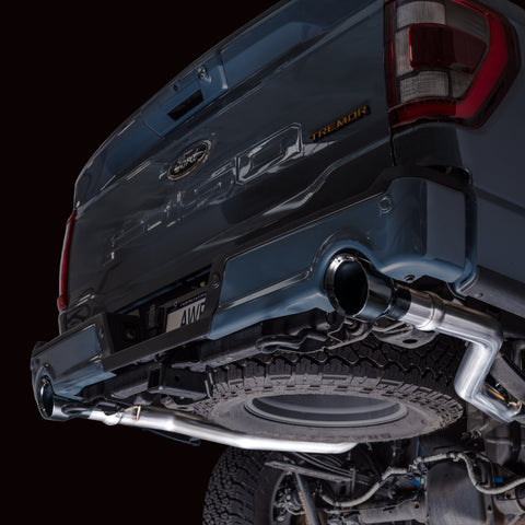 AWE Tuning 2021+ Ford F-150 Tremor (w/ Bumper Cutouts) 0FG Resonated Cat-Back - Diamond Black Tips - 3015-33402
