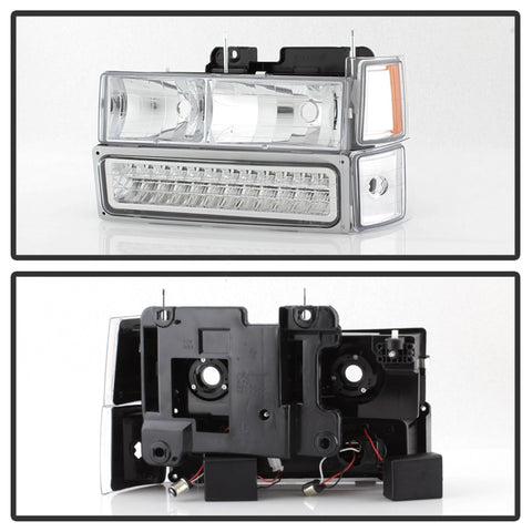 xTune 92-94 Blazer Full Size Corner/LED Bumper Headlights Chrome HD-JH-CCK88-LED-AM-C-SET - 5069559