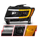 ANZO 11-13 Jeep Grand Cherokee (Factory Halogen Only) Projector Headlights w/Light Bar Swtchbk Black - 111568
