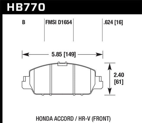 Hawk 13-17 Honda Accord HPS 5.0 Front Brake Pads - HB770B.624