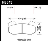 Hawk Wilwood Type 6712 DTC-30 Brake Pads - HB645W.490