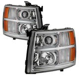 xTune Chevy Silverado 1500/2500/3500 07-13 Halo Projector Headlights Chrome PRO-JH-CS07-LED-C - 9027802