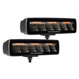 Go Rhino Xplor Blackout Combo Series Sixline LED Flood Lights w/Amber (Surface Mount) - Blk (Pair) - 750600622FBS