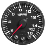 Autometer Spek-Pro Gauge Nitrous Press 2 1/16in 1600psi Stepper Motor W/Peak & Warn Blk/Blk - P320328