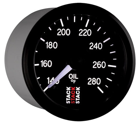 Autometer Stack 52mm 140-280 Deg F 1/8in NPTF Male Pro Stepper Motor Oil Temp Gauge - Black - ST3310