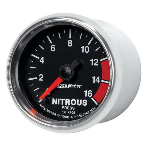 Autometer GS 2 1/16in. 1600PSI Nitrous Fuel Pressure Gauge - 3874