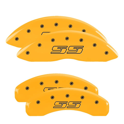 MGP 4 Caliper Covers Engraved F & R Avalanche SS Yellow Finish Blk Char 2008 Chevy Express 2500 - 14048SSS1YL