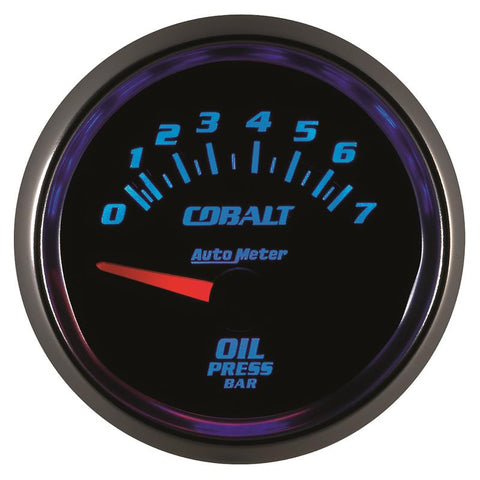 Autometer Cobalt 52mm 0-7 BAR Short Sweep Electric Oil Pressure Gauge - 6127-M