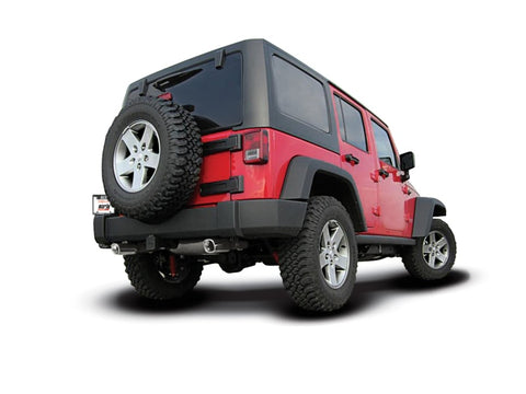Borla 12-14 Jeep Wrangler JK 2Dr & 4Dr Rear Section ATAK Single Square Rolled Angle-Cut Exit Exhaust - 11860