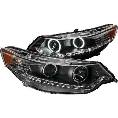 ANZO 2009-2012 Acura TSX Projector Headlights w/ Halo Black (CCFL) (HID Compatible) - 121393