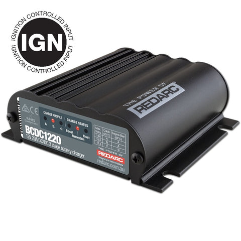 REDARC DC/DC 3-Stage In-Vehicle Battery Charger (Ignition Control) - 12V 20A - BCDC1220-IGN
