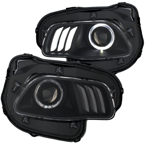 ANZO 2014-2016 Jeep Cherokee Projector Headlights Black clear w/ white and Red - 111353