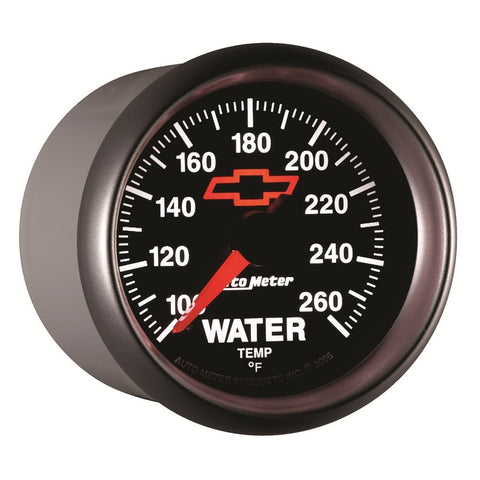 AutoMeter Gauge Water Temp 2-1/16in. 100-260 Deg. F Digital Stepper Motor Chevy Red Bowtie Black - 3655-00406