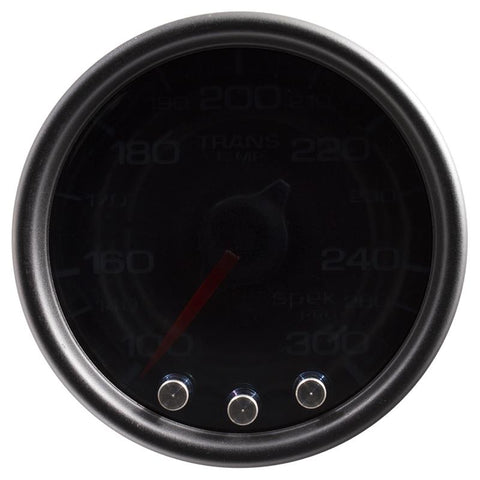 Autometer Spek-Pro Gauge Trans Temp 2 1/16in 300f Stepper Motor W/Peak & Warn Blk/Smoke/Blk - P34252