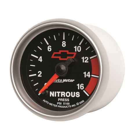 Autometer GM Bowtie Black 2-1/16in 0-1600 PSI Nitrous Pressure - Digital Stepper Motor - 3674-00406
