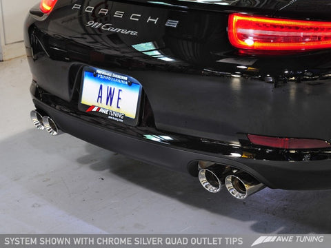 AWE Tuning 991 Carrera Performance Exhaust - Chrome Silver Tips - 3015-32044