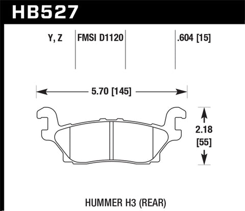 Hawk 08-10 Hummber H3/H3T Performance Ceramic Street Rear Brake Pads - HB527Z.604