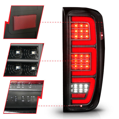 ANZO 19-23 GMC Sierra 1500/2500HD/3500HD Black Replacement Full LED Bar Tail Light - 311459