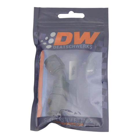 DeatschWerks 6AN Female Swivel 45-Degree Hose End PTFE (Incl 1 Olive Insert) - Anodized Matte Black - 6-02-0851-B