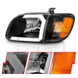 ANZO 00-04 Toyota Tundra (Fits Reg/Acc Cab Only) Crystal Headlights w/Light Bar Black w/Corner Light - 111579