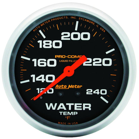 Autometer Liquid Filled Mechanical 66.7mm 120-240 deg F Water Temperature Gauge Includes 6in Tubing - 5432