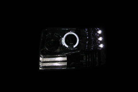 ANZO 1992-1996 Ford F-150 Projector Headlights w/ Halo Chrome w/ Side Markers and Parking Lights - 111183