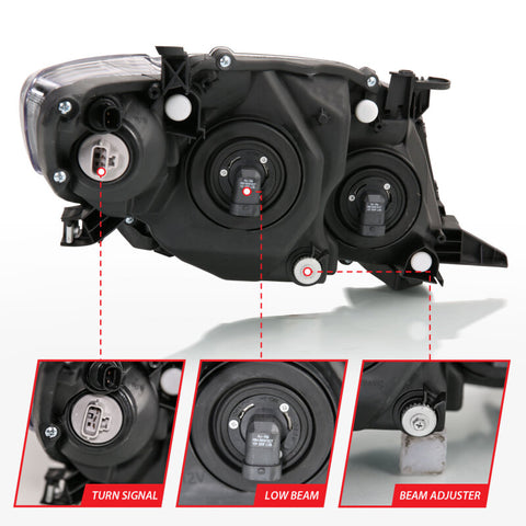 ANZO 2009-2010 Toyota Corolla Crystal Headlight Black Amber - 121541