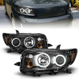 ANZO 2008-2010 Scion Xb Projector Headlights w/ Halo Black - 121280