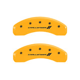 MGP 4 Caliper Covers Engraved Front & Rear With stripes/Challenger Yellow finish black ch - 12088SCL1YL