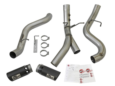 aFe LARGE BORE-HD 4in 409-SS DPF-Back Exhaust w/Dual Black Tips 2017 GM Duramax V8-6.6L (td) L5P - 49-44086-B