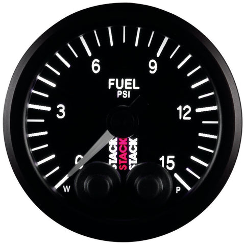 Autometer Stack 52mm 0-15 PSI 1/8in NPTF Male Pro-Control Fuel Pressure Gauge - Black - ST3504