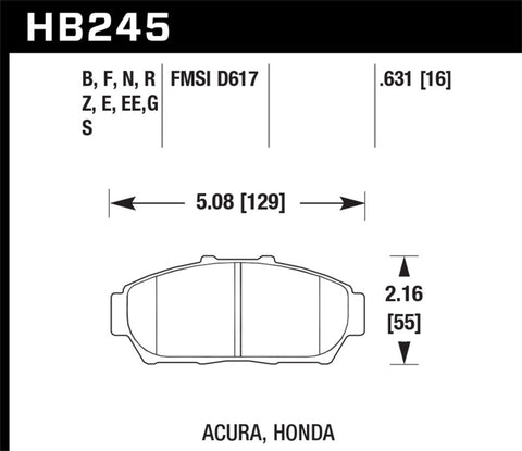 Hawk 94-01 Acura Integra (excl Type R) Performance Ceramic  Street Front Brake Pads - HB245Z.631