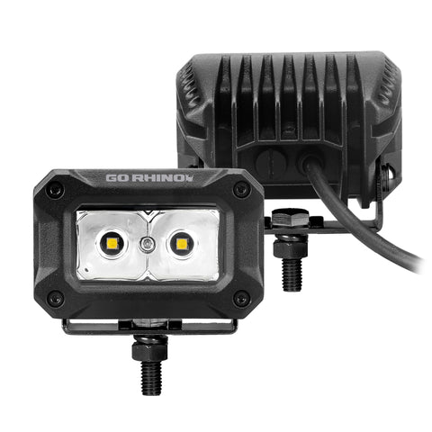 Go Rhino Xplor Bright Series Rectangle LED Spot Light Kit (Surface/Thread Stud Mnt) 3x2 - Blk (Pair) - 751003023SBS