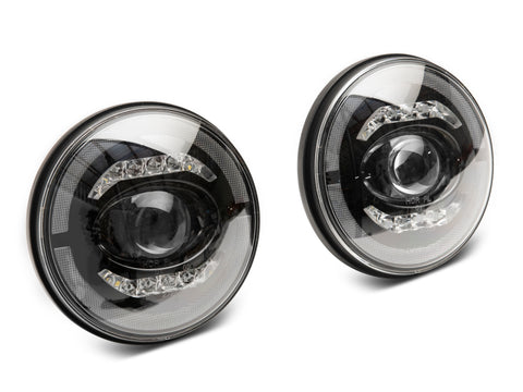 Raxiom 07-18 Jeep Wrangler JK Axial Series LED Headlights- Black Housing (Clear Lens) - J132813