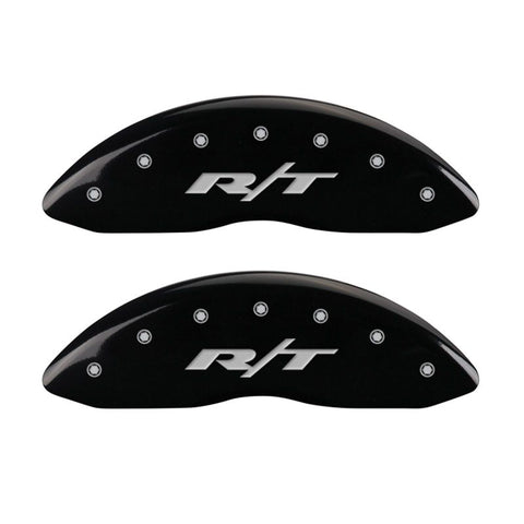 MGP 4 Caliper Covers Engraved Front & Rear RT Black finish silver ch - 12192SRT1BK