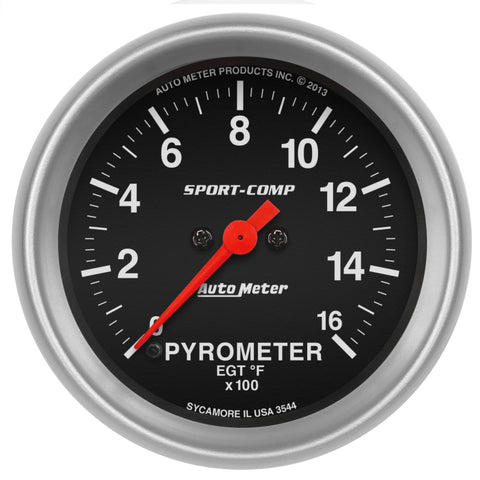 AutoMeter Gauge Pyrometer (Egt) 2-5/8in. 1600 Deg. F Digital Stepper Motor Sport-Comp - 3544