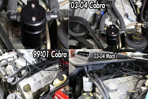 J&L 99-04 Ford Mustang SVT Cobra Driver Side Oil Separator 3.0 - Black Anodized - 3018D-B