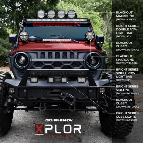 Go Rhino Xplor Bright Series Sgl Row LED Light Bar (Side/Track Mount) 51in. - Blk - 751175113CSS