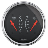 AutoMeter Gauge Dual Fuel & Oilp 3-3/8in. 0 Ohm(e) to 90 Ohm(f)& 100PSI Elec Designer Black - 1434
