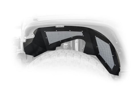DV8 Offroad 07-17 Jeep Wrangler JK Front Aluminum 1 Piece Inner Fender - Black (2/4 Door) - INFEND-02FB