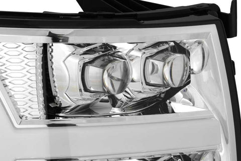 AlphaRex 07-13 Chevy 1500HD NOVA LED Proj Headlights Plank Style Chrm w/Activ Light/Seq Signal - 880207