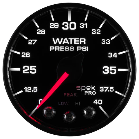 Autometer Spek-Pro - Nascar 2-1/16in Water Press 0- 40 psi Bfb - P551328-N1