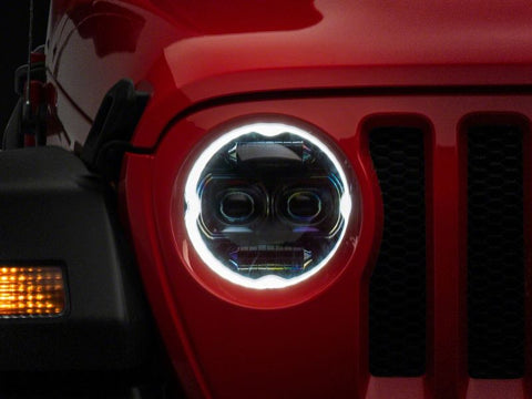 Raxiom 18-23 Jeep Wrangler JL Axial Series 9-In Angel Eye LED Headlights- Blk Housing (Clear Lens) - J171705