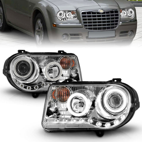 ANZO 2005-2010 Chrysler 300C Projector Headlights w/ Halo Chrome (CCFL) G2 - 121250