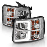 ANZO 2007-2013 Chevy Silverado 1500 Projector Plank Style Chrome Amber - 111481