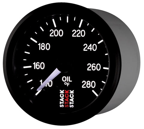 Autometer Stack 52mm 140-280 Deg F 1/8in NPTF Male Pro Stepper Motor Oil Temp Gauge - Black - ST3310