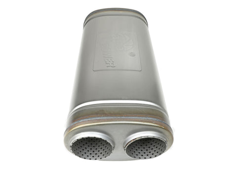 aFe MACH Force-Xp 409 SS Muffler 3in Dual Inlet/Dual Outlet 5in H x 8in W x 18in L - Oval Body - 49M00055