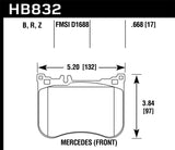 Hawk 14-17 Mercedes-Benz S550 / 13-15 Mercedes-Benz SL550 Sport Performance Ceramic Front Brake Pads - HB832Z.668