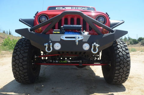 DV8 Offroad 07-18 Jeep Wrangler JK/JL FS-10 Full Length Steel Front Bumper w/ Skid Plate - FBSHTB-10