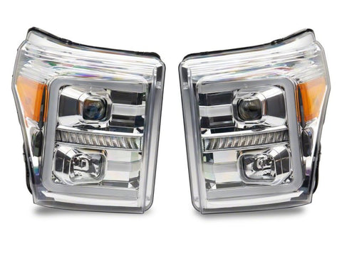 Raxiom 11-16 Ford F-250 Super Duty LED Projector Headlights - Chrome Housing (Clear Lens) - SD3621